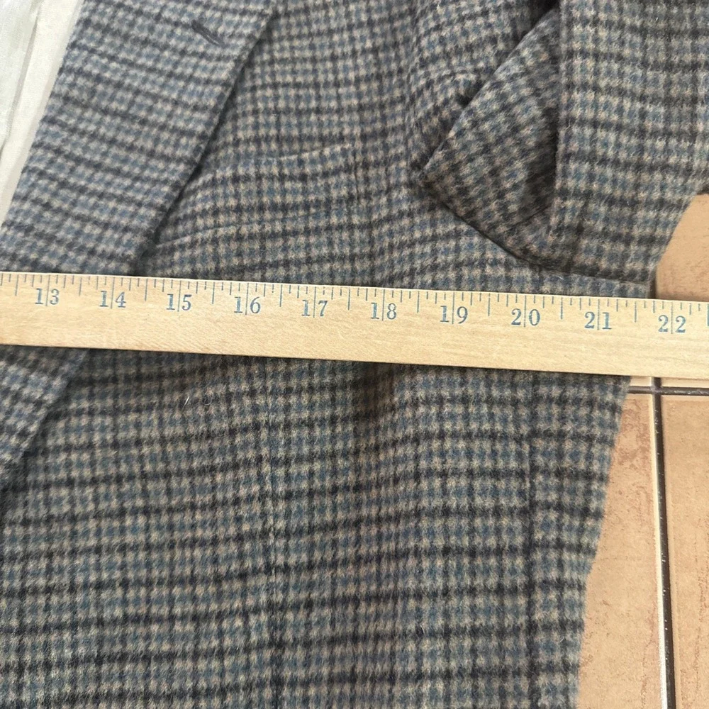 VTG John Weitz Green Brown Plaid Wool Cashmere Blazer Sport Coat Flannel 40L